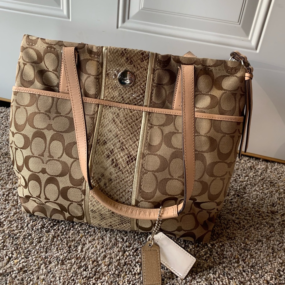 Coach purse with snakeskin detail